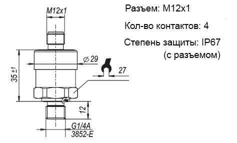 Габаритные размеры датчиков серии PBT с разъемом M12x1