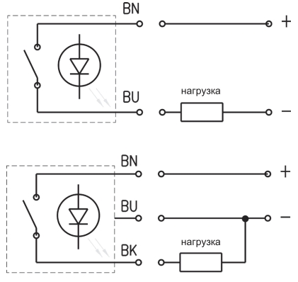 Электрическая схема магнитных датчиков положения Серий CST-CSV-CSH