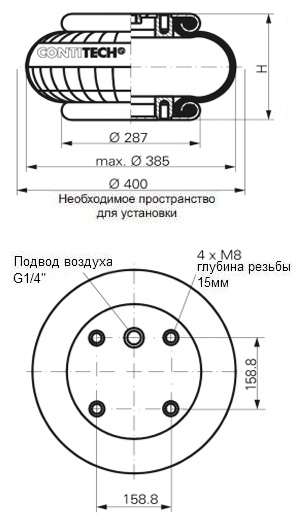 Габаритные размеры баллонного привода FS 530-11CI G 3/4