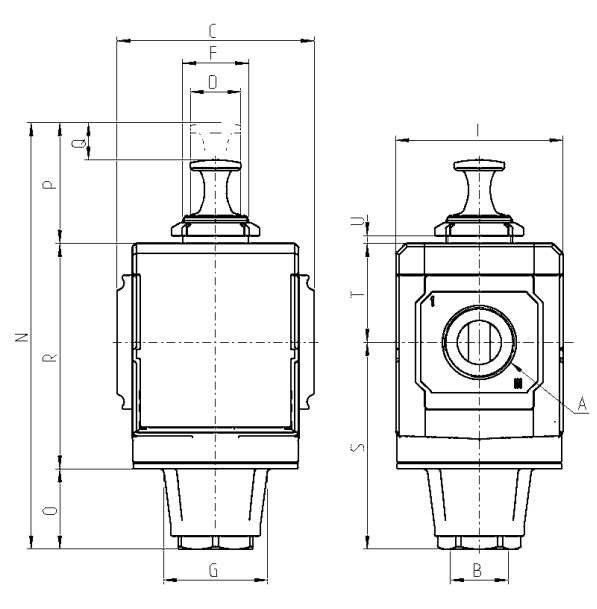 Габаритные размеры ручного клапана безопасности V01 серии MX