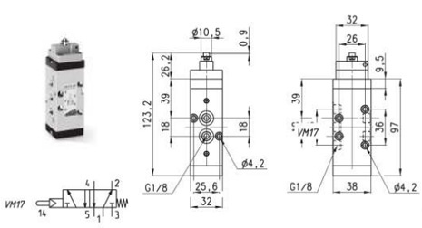 Габаритные размеры сенсорных распределителей с механическим управлением, серия 3 и 4