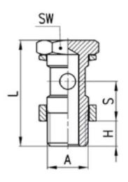 Габаритные размеры соединений Camozzi с накидной гайкой модели 1635 01 (пустотелый болт)