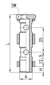 Габаритные размеры соединений Camozzi с накидной гайкой модели 1635 02 (пустотелый болт)