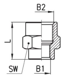 Габаритные размеры резьбовых соединений Camozzi модель 2553
