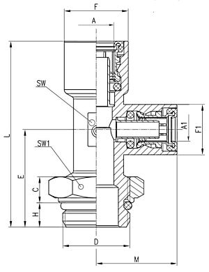 Габаритные размеры и кодировки для заказа тройника вертикального модели 9422