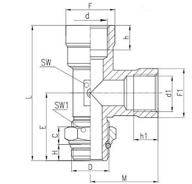 Габаритные размеры и кодировки для заказа тройника вертикального модели D2072